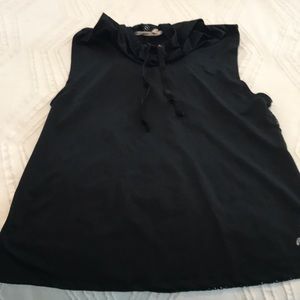 Black Marika hooded and mesh workout top. Sz L